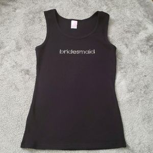 💛5 for $20💛Bridesmaid Tank Top Size X LARGE BLACK RHINESTONES